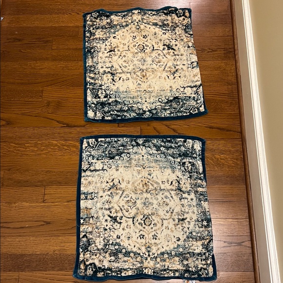 Teal with gold and cream colored print pillow slip covers - Picture 2 of 6